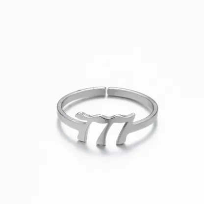 Adjustable Stainless Steel Angel Number Ring – Gold & Silver-Tone Numerology Band