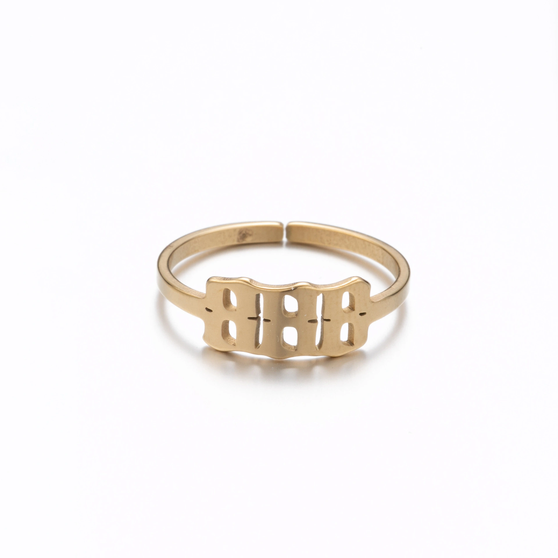Adjustable Stainless Steel Angel Number Ring – Gold & Silver-Tone Numerology Band
