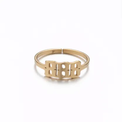 Adjustable Stainless Steel Angel Number Ring – Gold & Silver-Tone Numerology Band