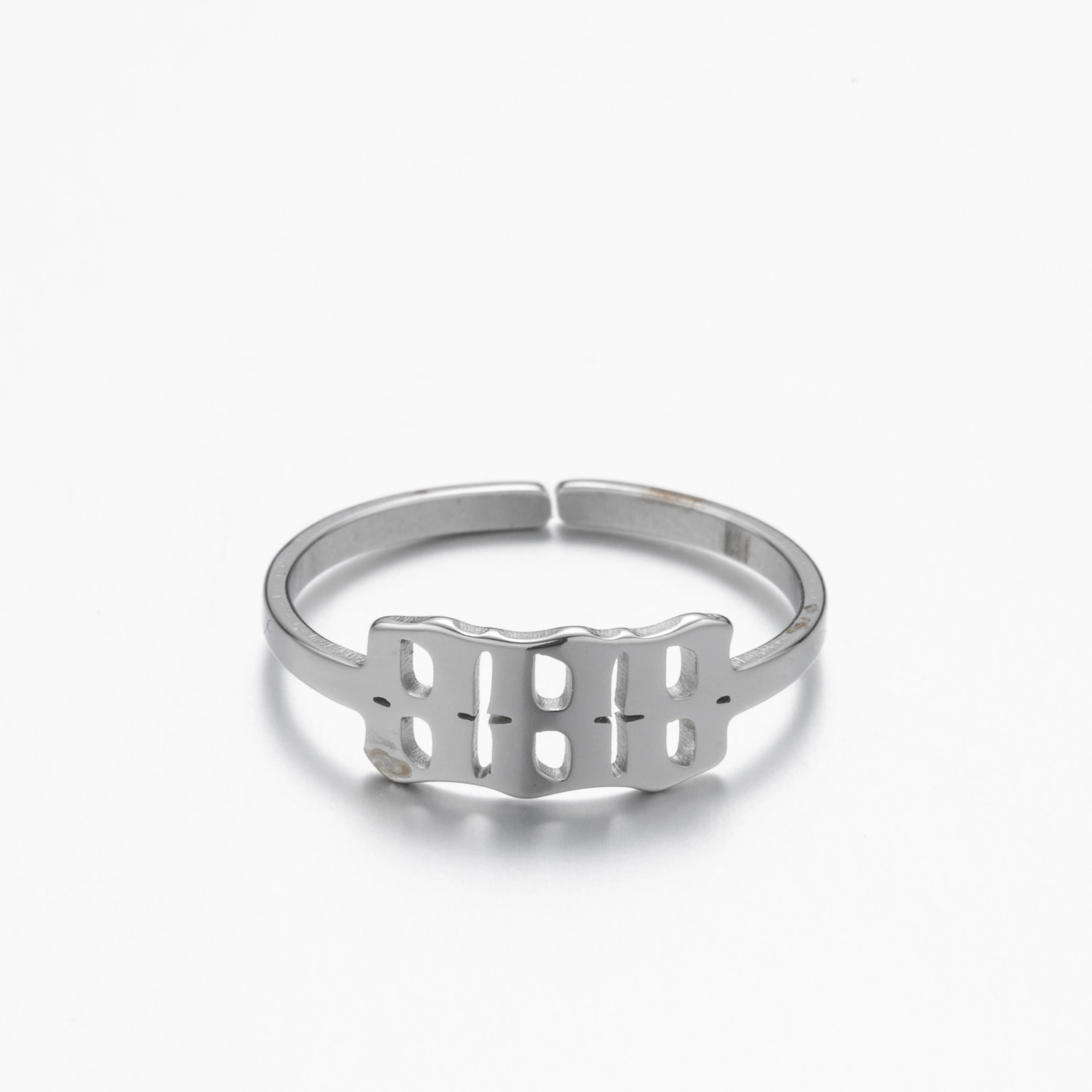 Adjustable Stainless Steel Angel Number Ring – Gold & Silver-Tone Numerology Band
