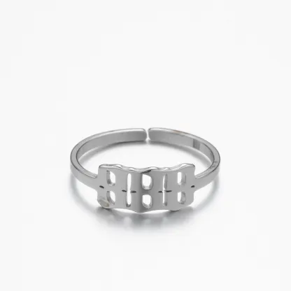 Adjustable Stainless Steel Angel Number Ring – Gold & Silver-Tone Numerology Band