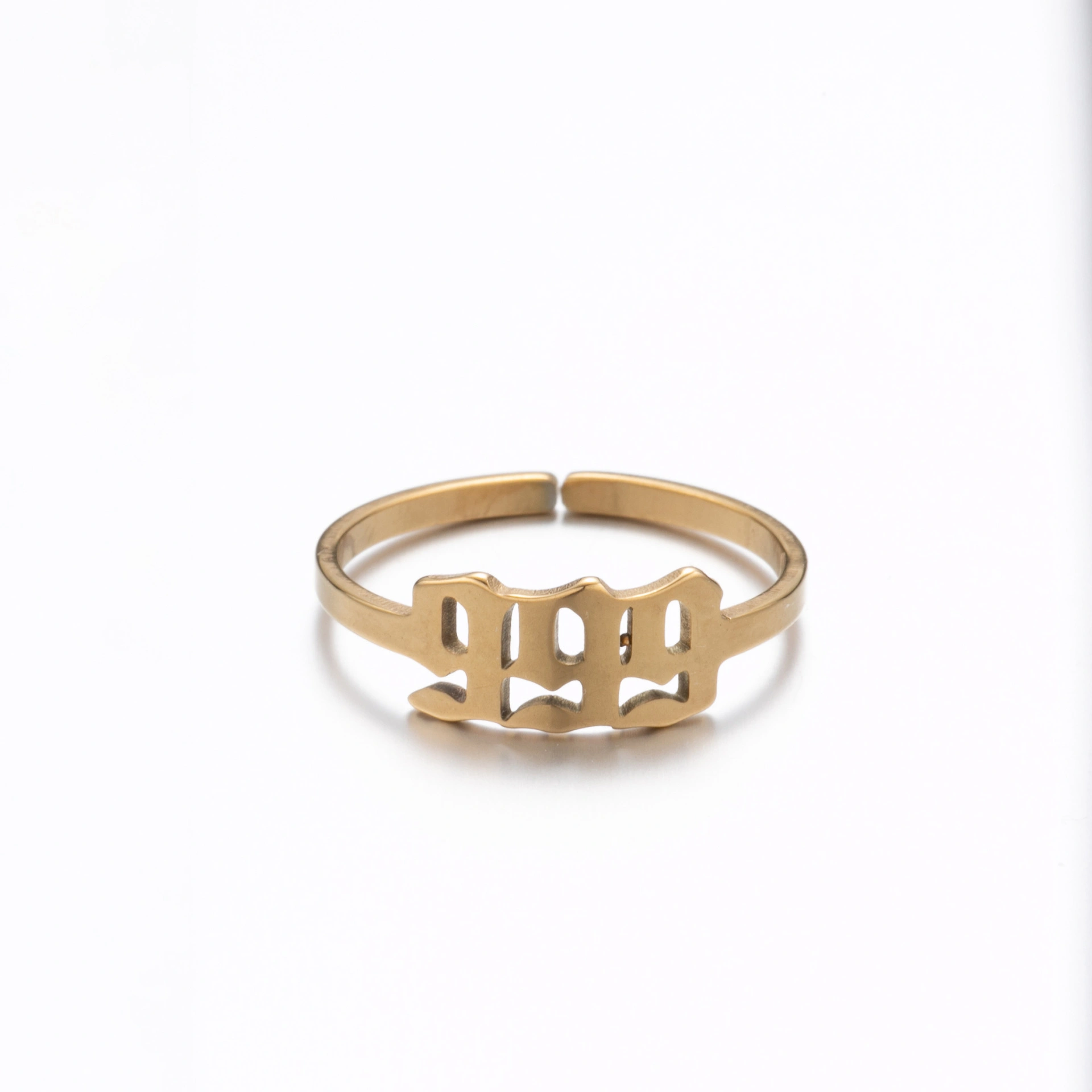 Adjustable Stainless Steel Angel Number Ring – Gold & Silver-Tone Numerology Band