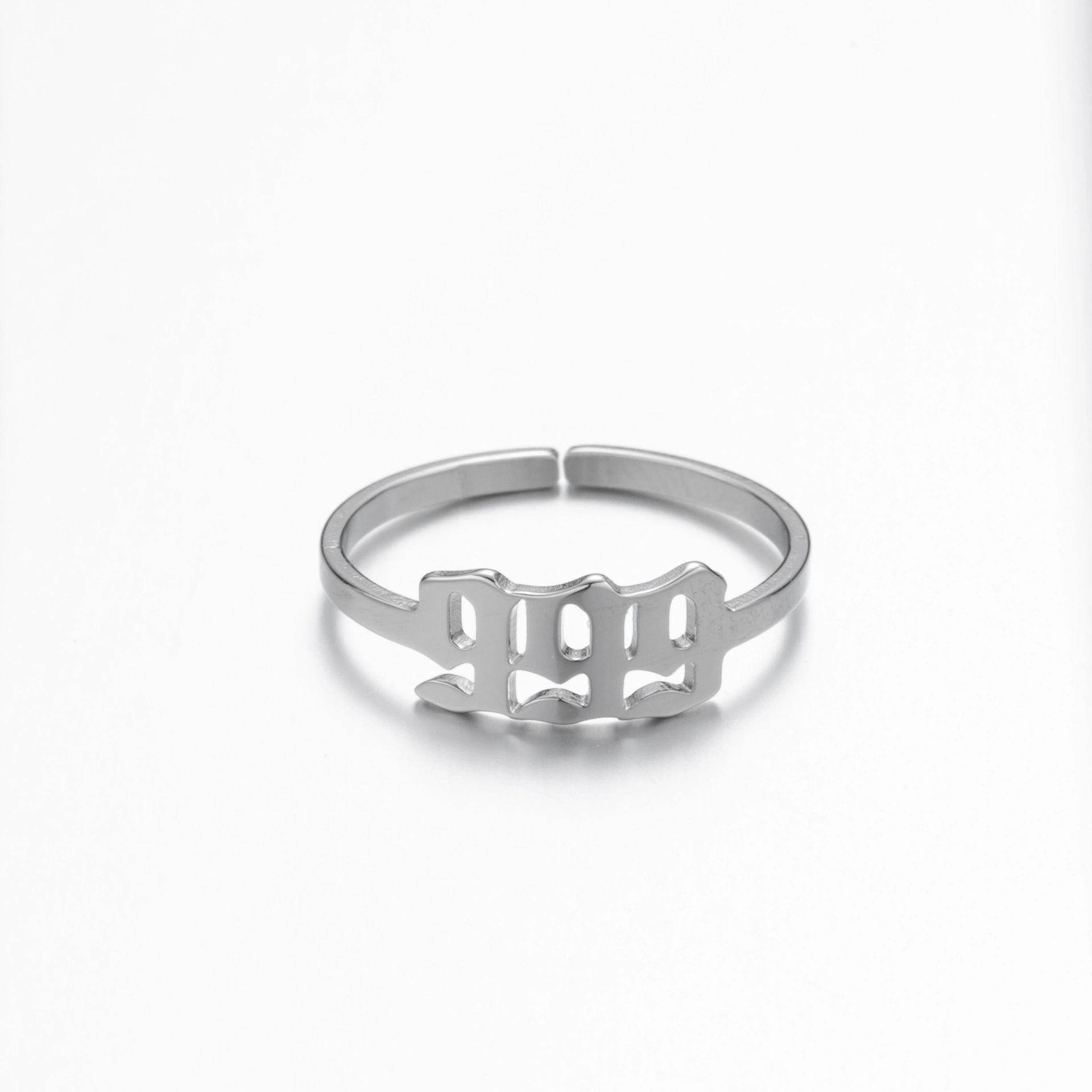 Adjustable Stainless Steel Angel Number Ring – Gold & Silver-Tone Numerology Band