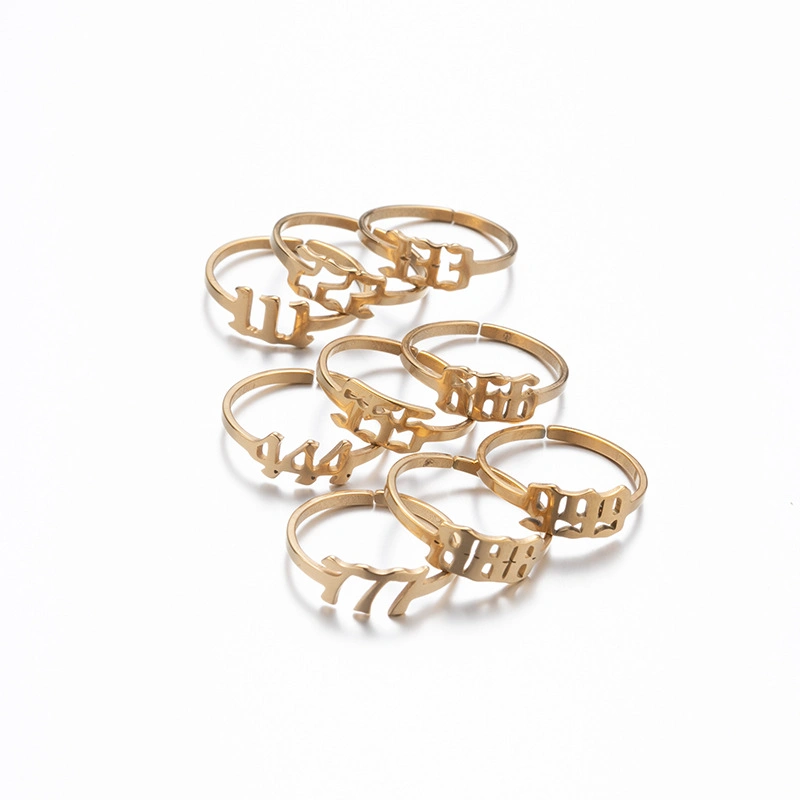 Adjustable Stainless Steel Angel Number Ring – Gold & Silver-Tone Numerology Band