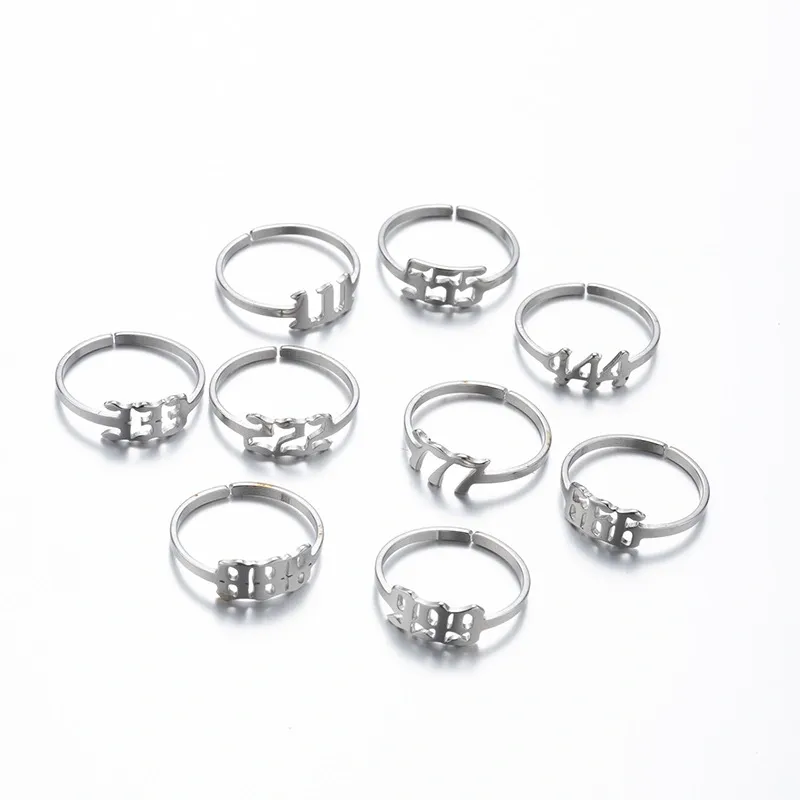 Adjustable Stainless Steel Angel Number Ring – Gold & Silver-Tone Numerology Band