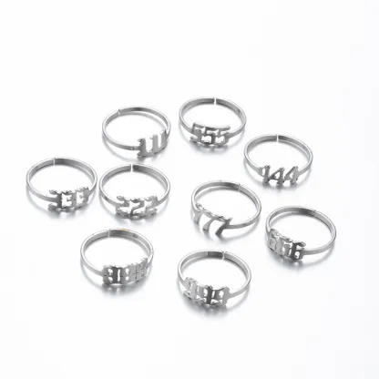 Adjustable Stainless Steel Angel Number Ring – Gold & Silver-Tone Numerology Band