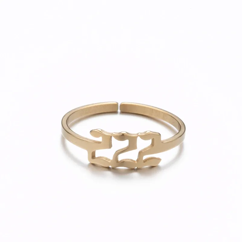 Adjustable Stainless Steel Angel Number Ring – Gold & Silver-Tone Numerology Band