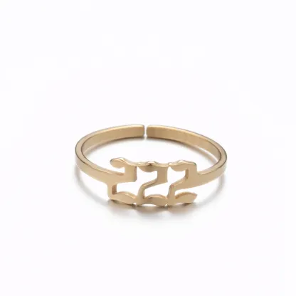 Adjustable Stainless Steel Angel Number Ring – Gold & Silver-Tone Numerology Band