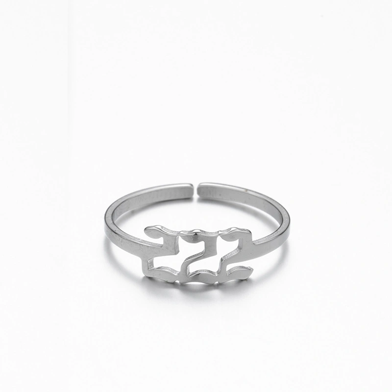 Adjustable Stainless Steel Angel Number Ring – Gold & Silver-Tone Numerology Band