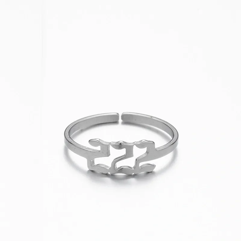 Adjustable Stainless Steel Angel Number Ring – Gold & Silver-Tone Numerology Band