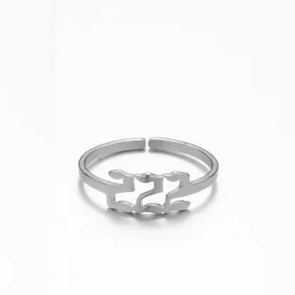 Adjustable Stainless Steel Angel Number Ring – Gold & Silver-Tone Numerology Band