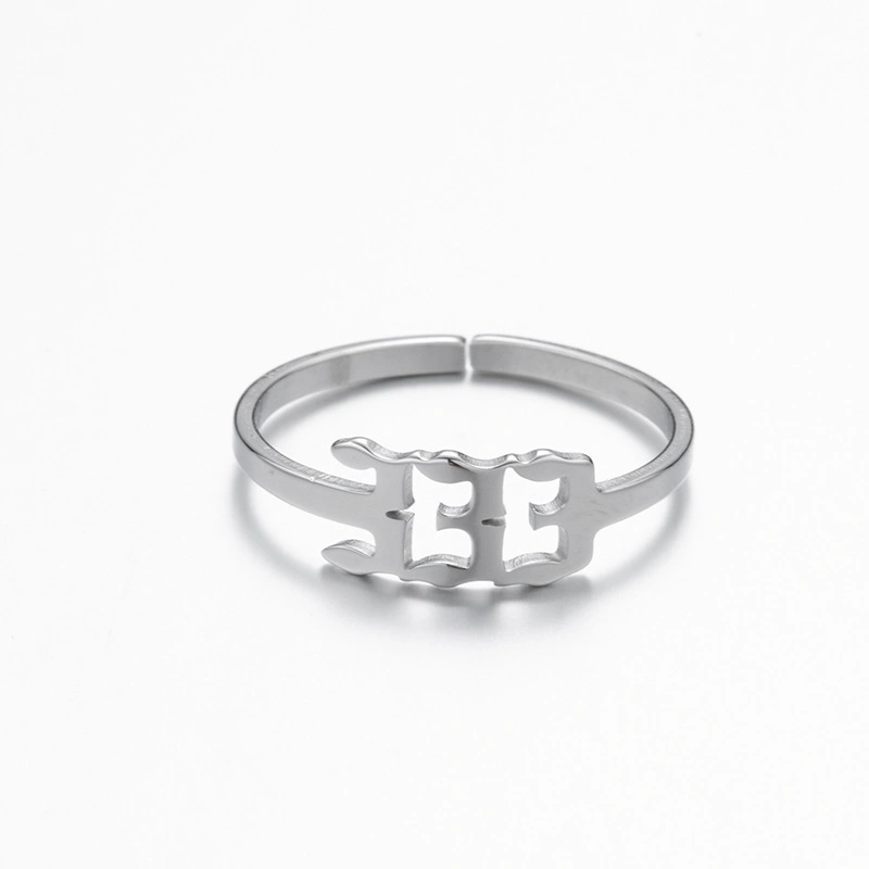 Adjustable Stainless Steel Angel Number Ring – Gold & Silver-Tone Numerology Band