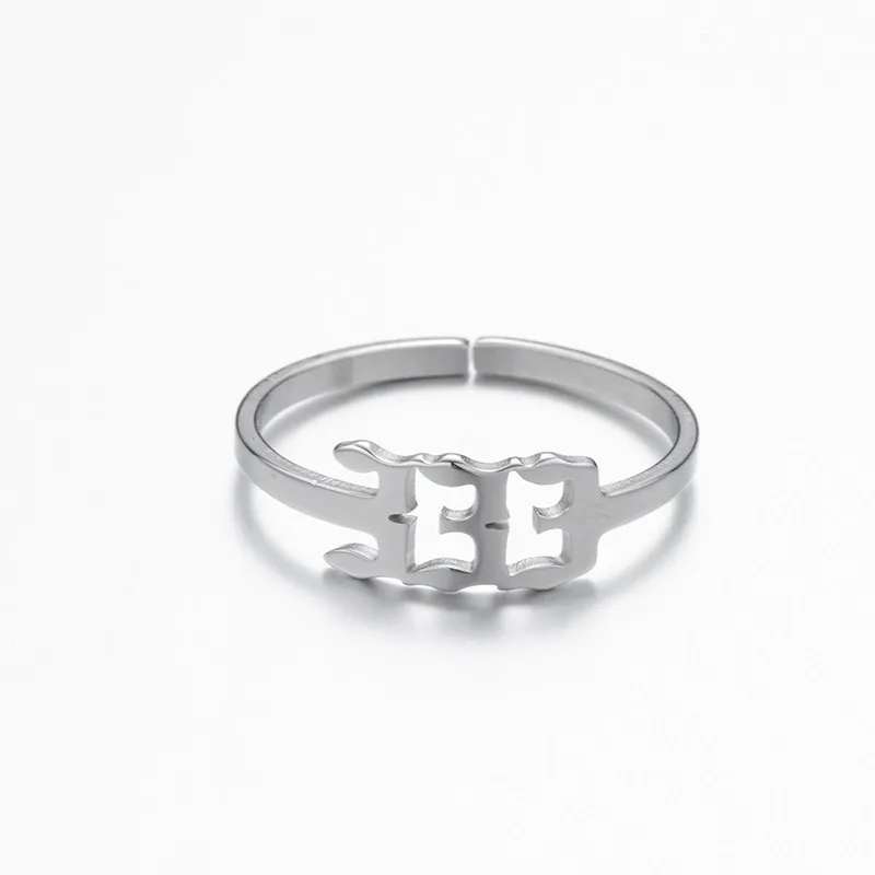 Adjustable Stainless Steel Angel Number Ring – Gold & Silver-Tone Numerology Band