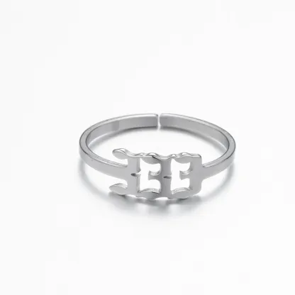 Adjustable Stainless Steel Angel Number Ring – Gold & Silver-Tone Numerology Band