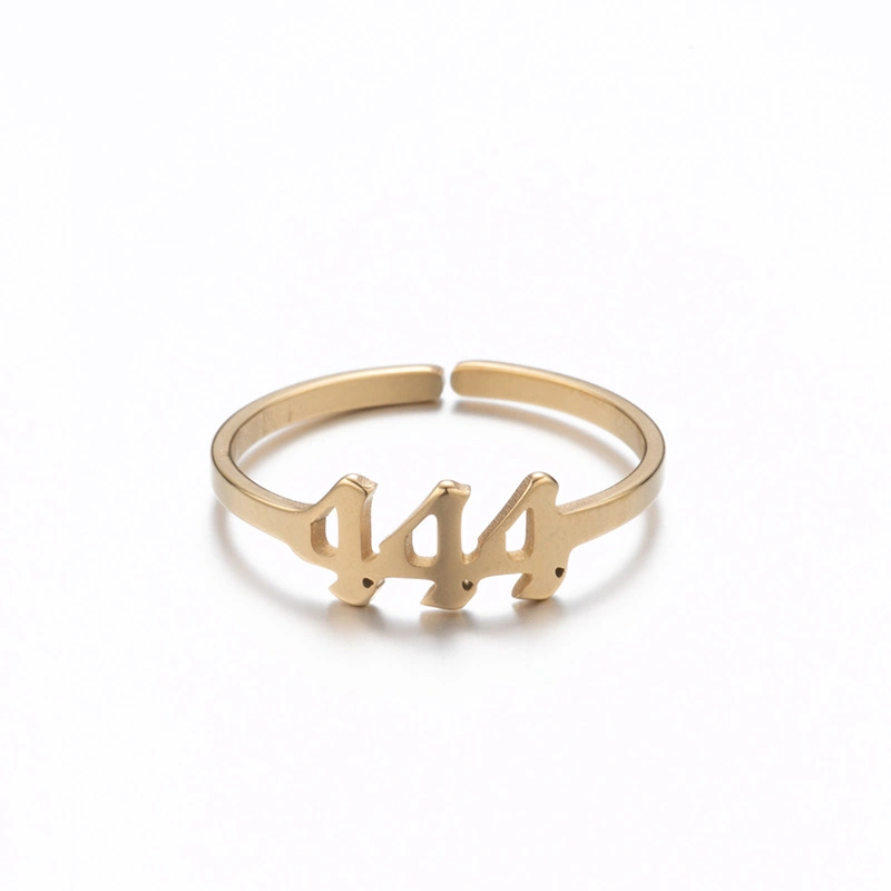 Adjustable Stainless Steel Angel Number Ring – Gold & Silver-Tone Numerology Band
