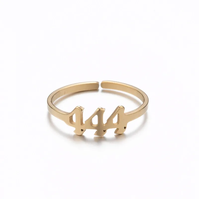 Adjustable Stainless Steel Angel Number Ring – Gold & Silver-Tone Numerology Band