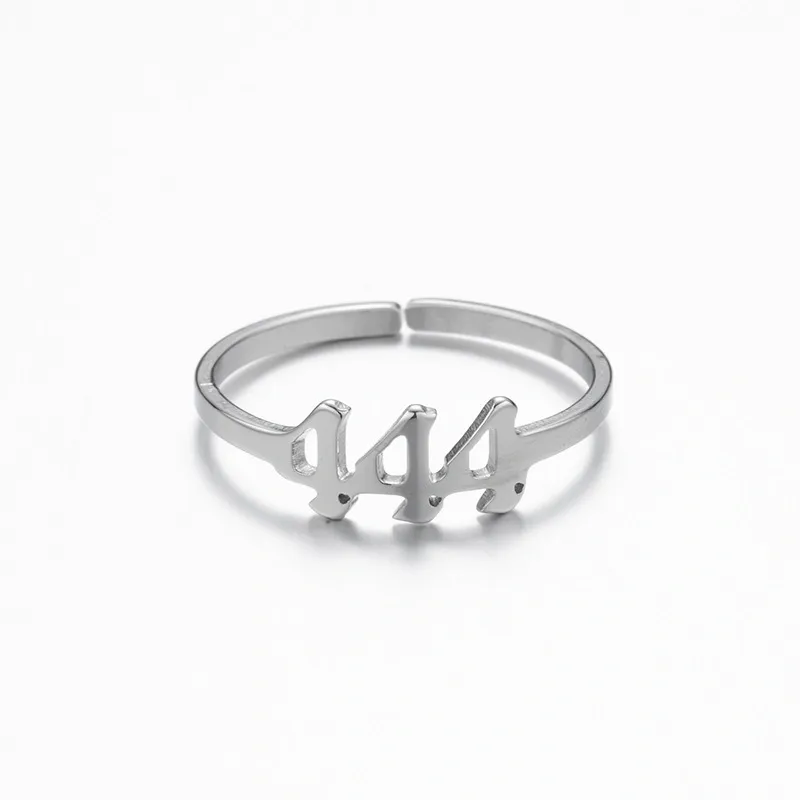 Adjustable Stainless Steel Angel Number Ring – Gold & Silver-Tone Numerology Band