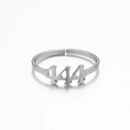 Adjustable Stainless Steel Angel Number Ring – Gold & Silver-Tone Numerology Band