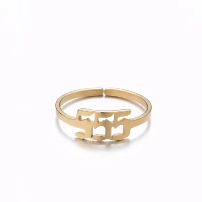 Adjustable Stainless Steel Angel Number Ring – Gold & Silver-Tone Numerology Band
