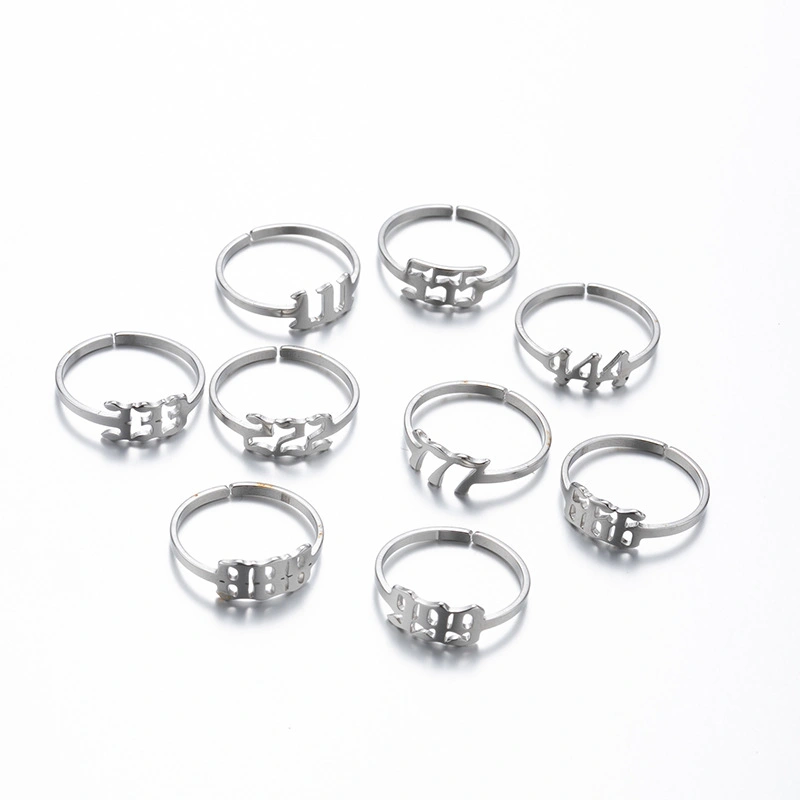 Adjustable Stainless Steel Angel Number Ring – Gold & Silver-Tone Numerology Band