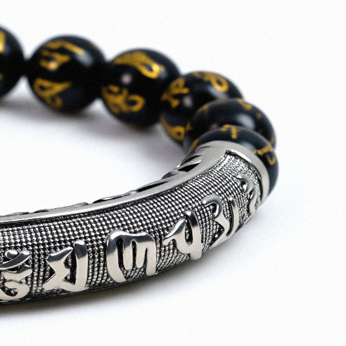 Obsidian Guardian Mantra Bracelet - The Unyielding Strength