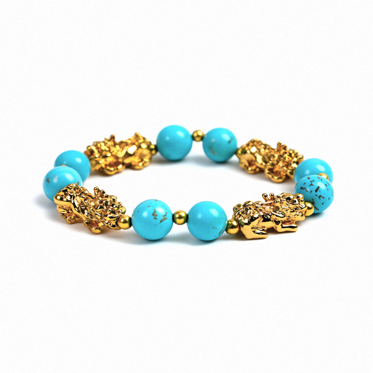 Wealth-Attracting 4 Pixiu Turquoise Bracelet - The Guardian of Abundance