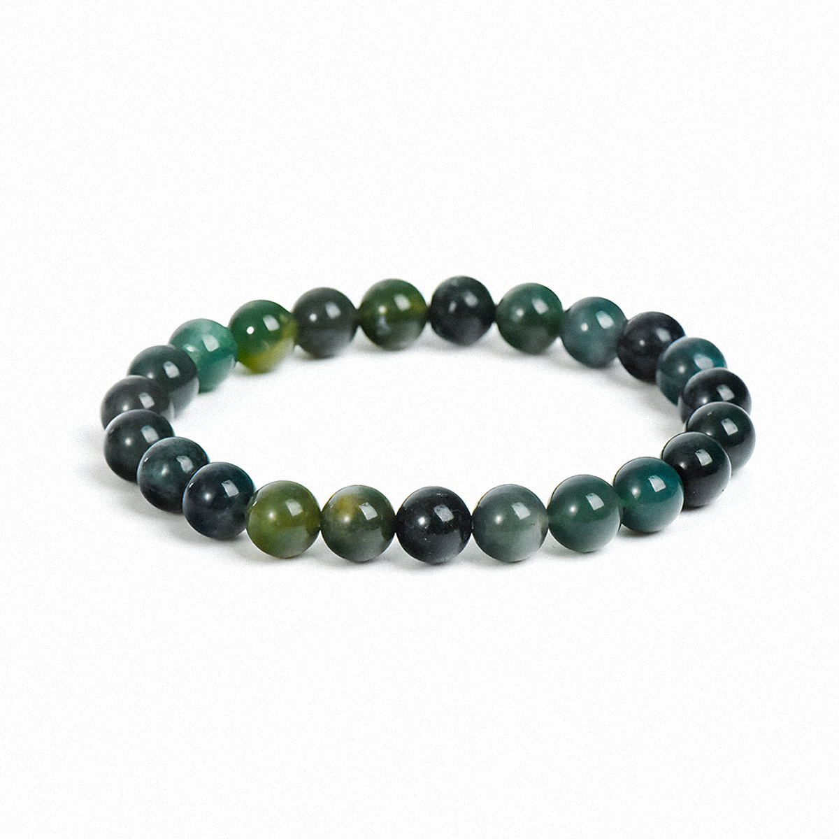 ​​Moss Agate Beads Bracelet – Nature's Grounding Force​​