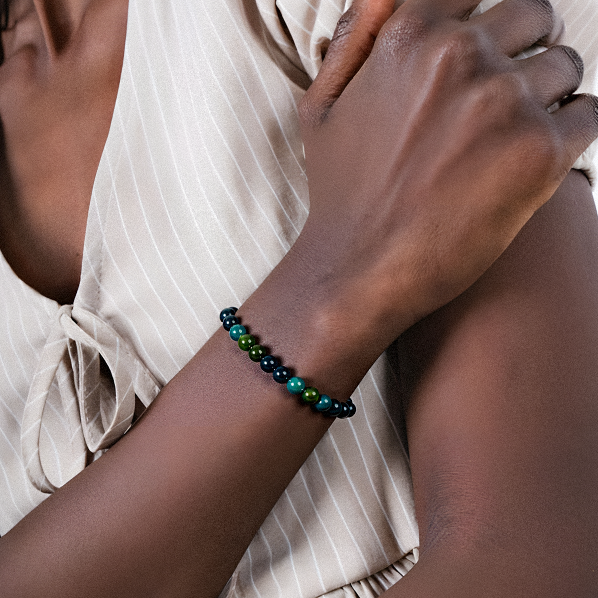 ​​Moss Agate Beads Bracelet – Nature's Grounding Force​​