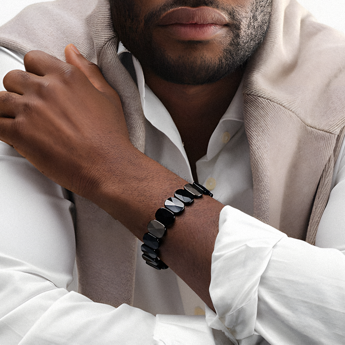 Silver Sheen Obsidian Flat Beaded Bracelet – The Mirror of Truth