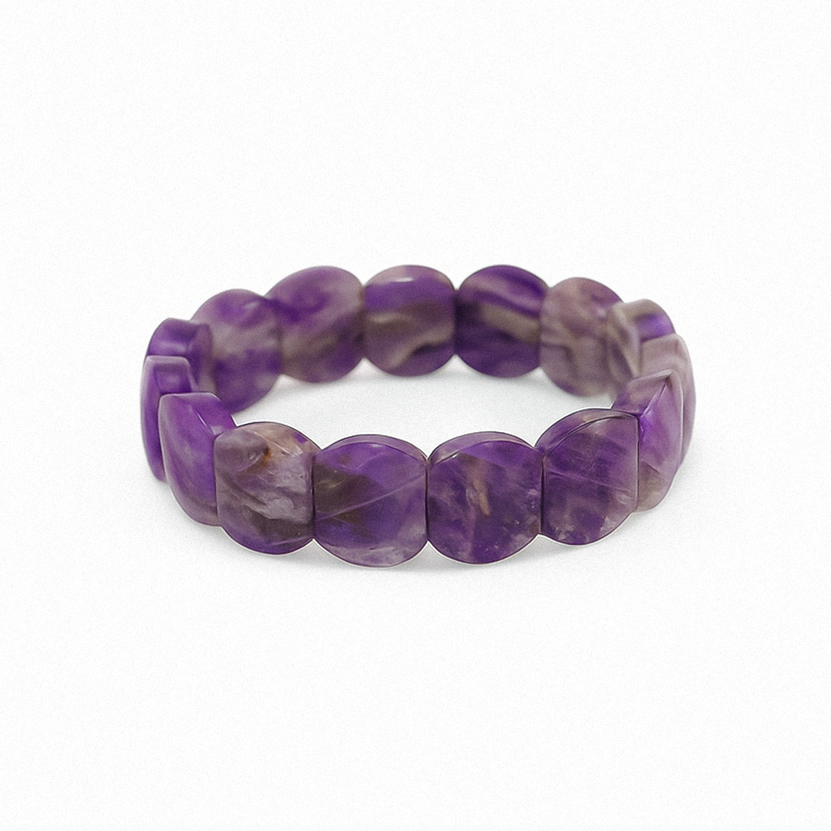 Amethyst Flat Beaded Bracelet – The Crown of Serenity