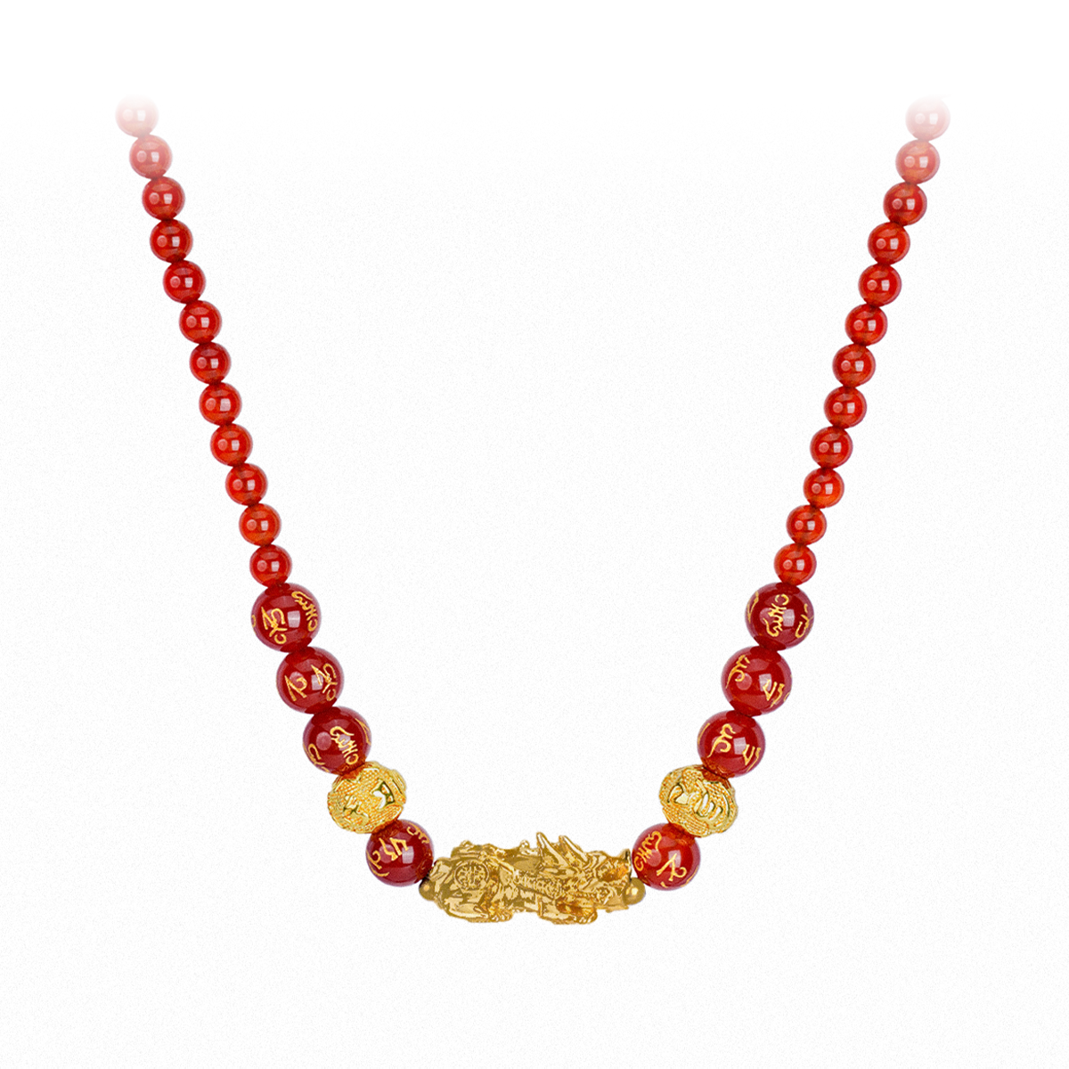 Red Agate Pixiu Fortune Necklace - The Flame of Courage