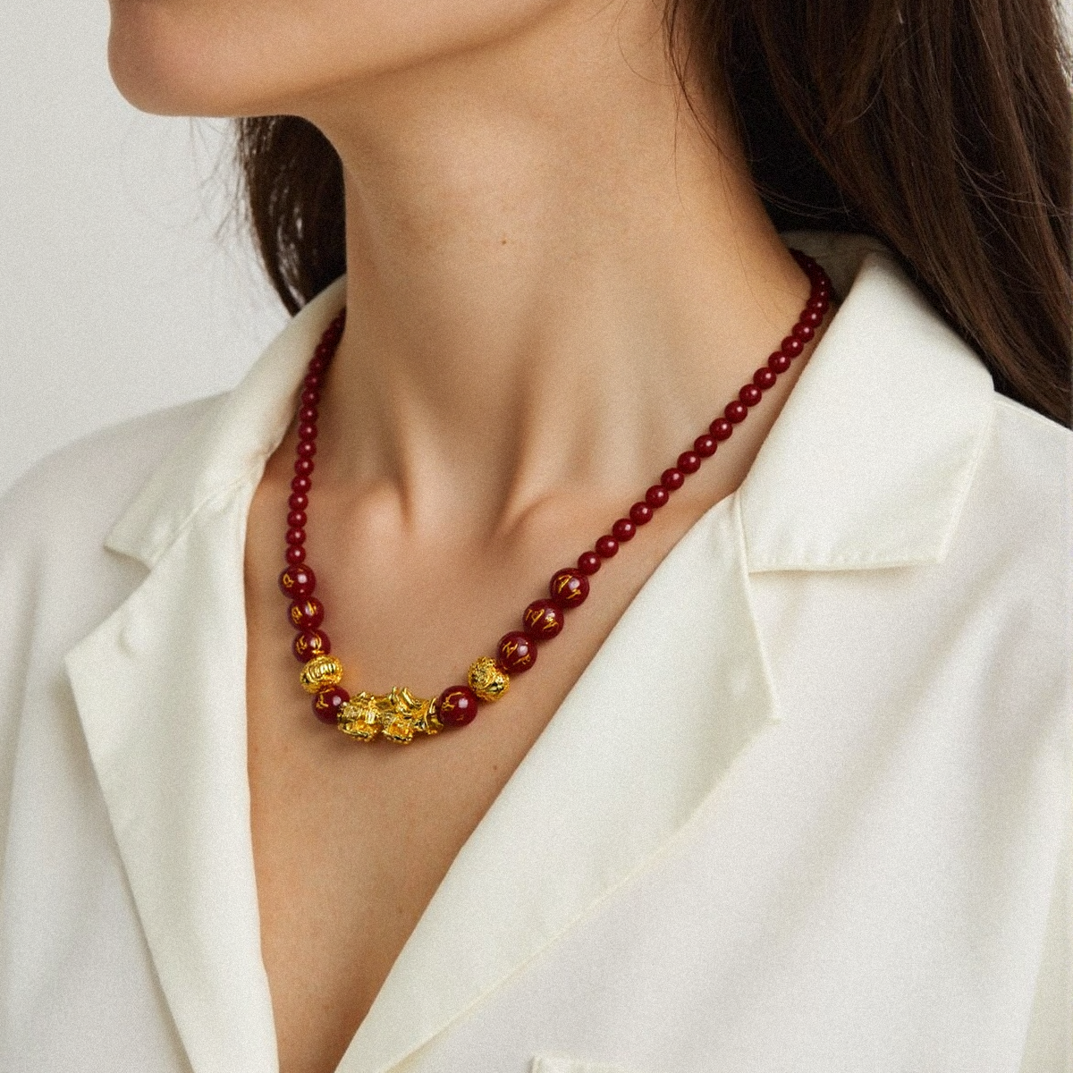 Red Agate Pixiu Fortune Necklace - The Flame of Courage