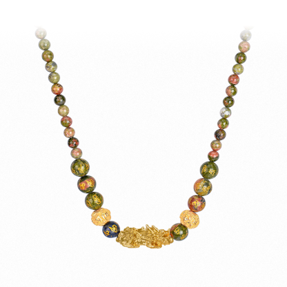 Chrysoprase Pixiu Fortune Necklace - The Bloom of Inner Peace
