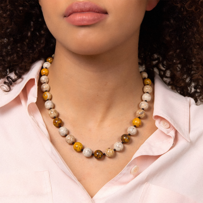 Chrysanthemum Stone Beads Necklace – The Peaceful Blossom