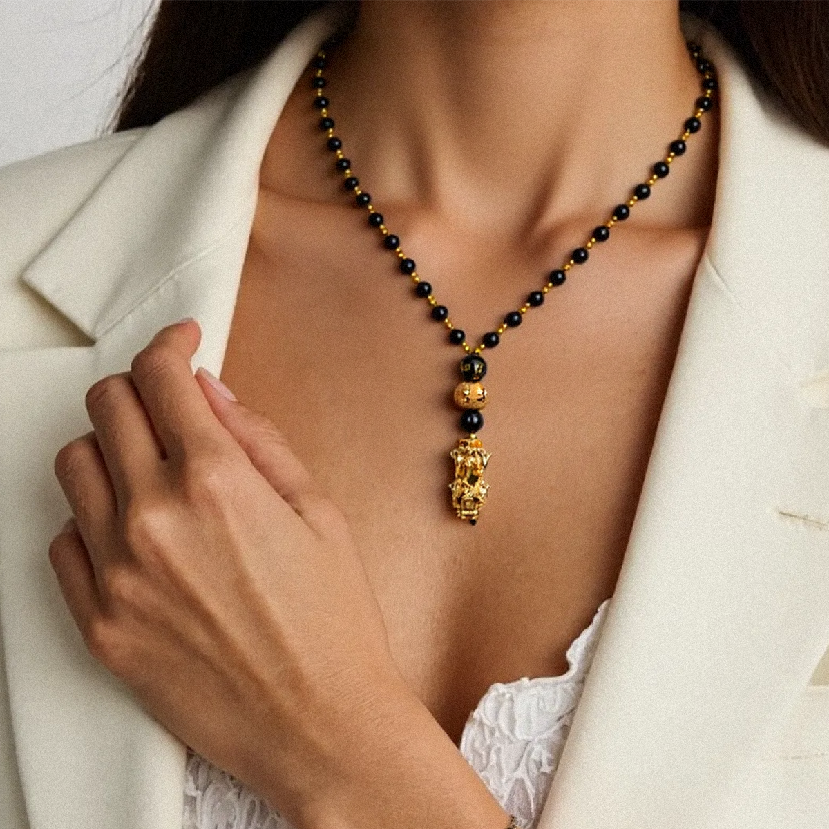 Obsidian Pixiu Pendant Necklace - The Shield of Strength and Prosperity