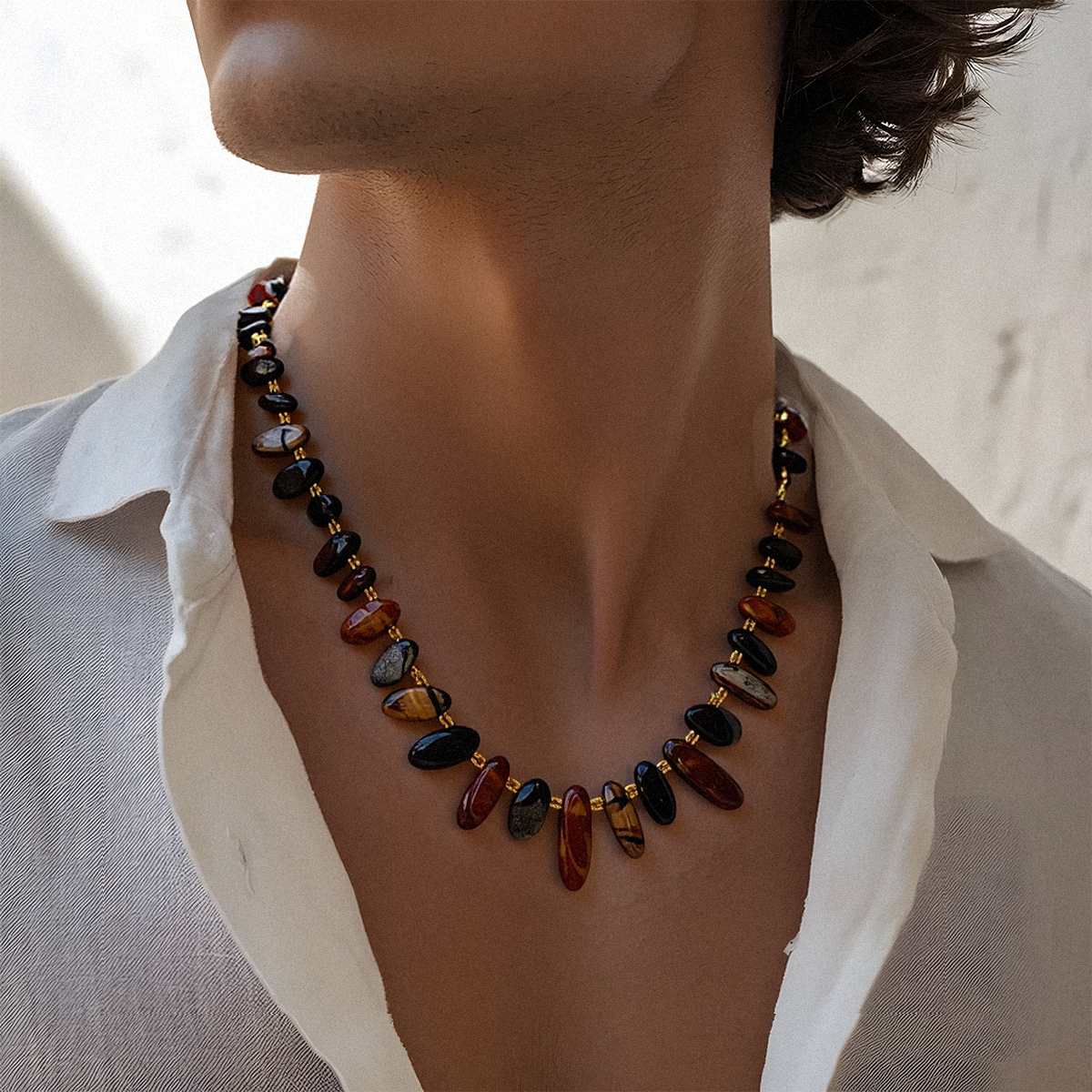 Tri-Color Tiger’s Eye Necklace – The Warrior’s Shield