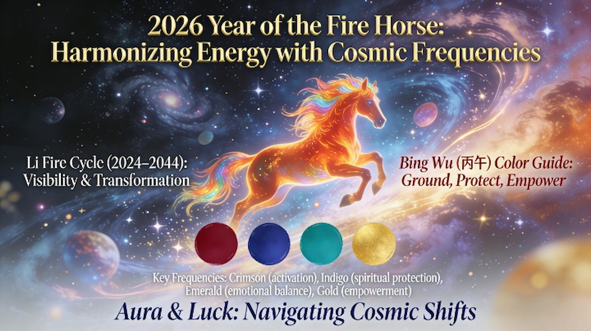 Ancient Feng Shui Luo Pan and horse statue on a wooden altar for the 2026 Year of the Horse protection guide.