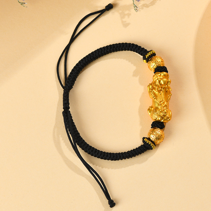 Red Rope Gold Pixiu Woven Bracelet for Wealth & Protection