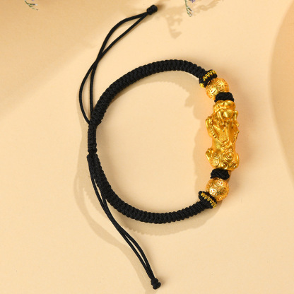Red Rope Gold Pixiu Woven Bracelet for Wealth & Protection