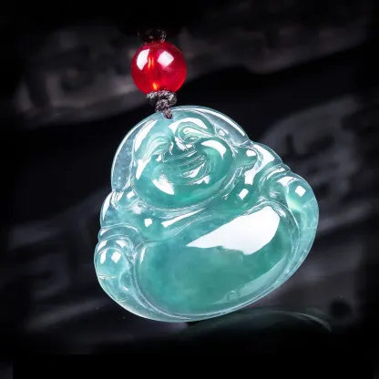 Blue Water Buddha Natural Jadeite Pendant – Good Fortune, Serenity & Protection