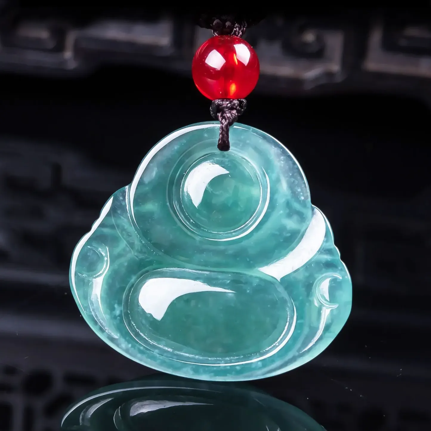 Blue Water Buddha Natural Jadeite Pendant – Good Fortune, Serenity & Protection