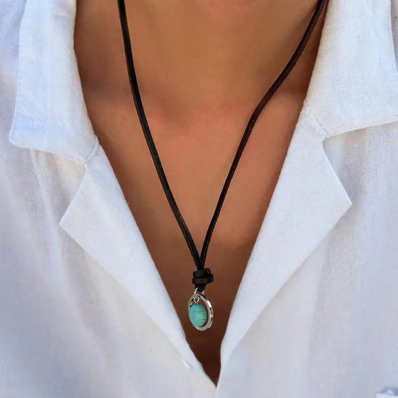 Bohemian Turquoise Drop Pendant Necklace – Calm, Protection & Free-Spirited Style