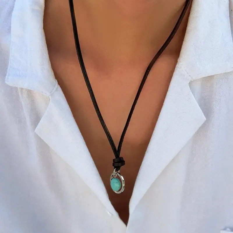 Bohemian Turquoise Drop Pendant Necklace – Calm, Protection & Free-Spirited Style