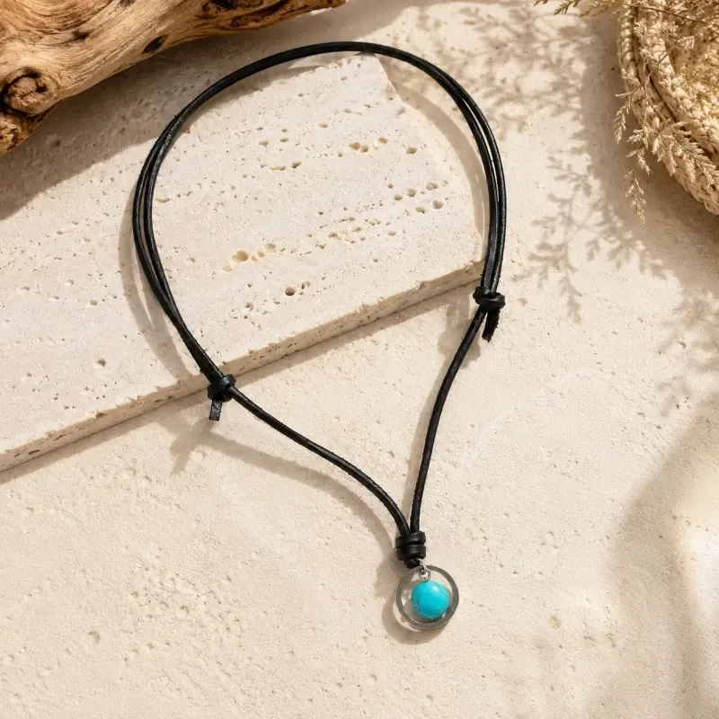 Bohemian Turquoise Drop Pendant Necklace – Calm, Protection & Free-Spirited Style