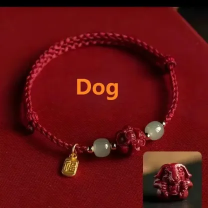 Cinnabar Chinese Zodiac Fu Character Red Rope Bracelet – Good Fortune, Protection & Auspicious Blessings