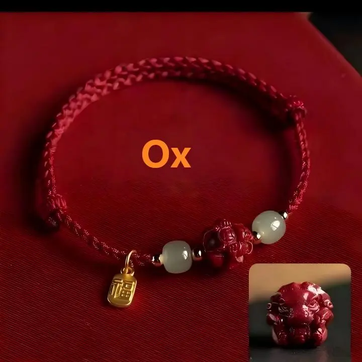 Cinnabar Chinese Zodiac Fu Character Red Rope Bracelet – Good Fortune, Protection & Auspicious Blessings