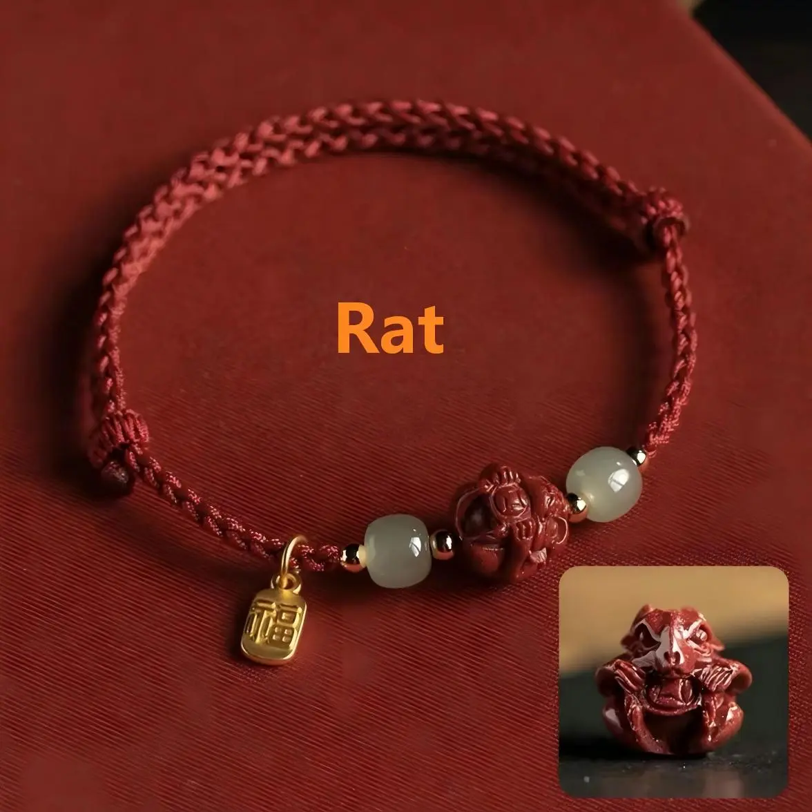 Cinnabar Chinese Zodiac Fu Character Red Rope Bracelet – Good Fortune, Protection & Auspicious Blessings