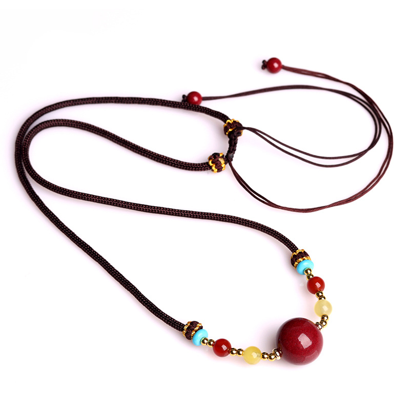 Cinnabar Purple Gold Sand Pendant Necklace – Good Luck, Protection & Inner Peace