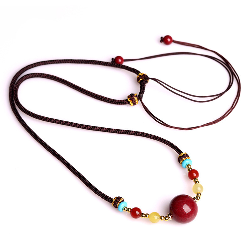 Cinnabar Purple Gold Sand Pendant Necklace – Good Luck, Protection & Inner Peace