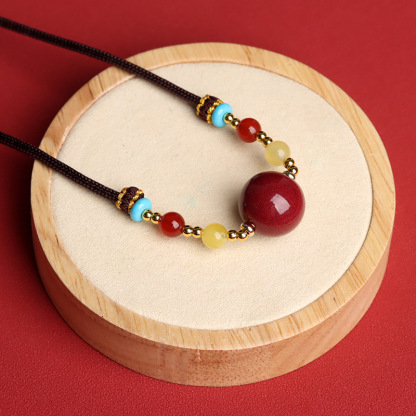 Cinnabar Purple Gold Sand Pendant Necklace – Good Luck, Protection & Inner Peace
